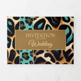 LEOPARDアニマルプリント-招待状カード 三つ折り招待状