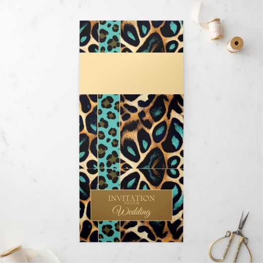 LEOPARDアニマルプリント-招待状カード 三つ折り招待状 (外部)