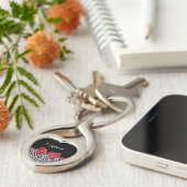 Leopardガーリー Print Bright Red Ribbon With Name キーホルダー (側面)