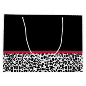 Leopardガーリー Print Bright Red Ribbon With Name ラージペーパーバッグ (裏面)