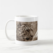 LeopardクローズアップSepia HD写真 コーヒーマグカップ (左)