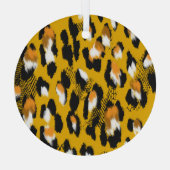 Leopardテクスチャアニマルプリント背景 ガラスオーナメント (裏面)