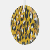 Leopardテクスチャアニマルプリント背景 ガラスオーナメント (正面左)
