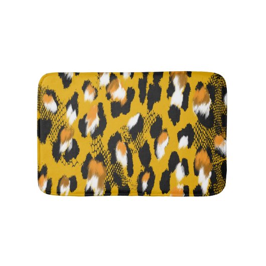 Leopardテクスチャアニマルプリント背景 バスマット (正面)