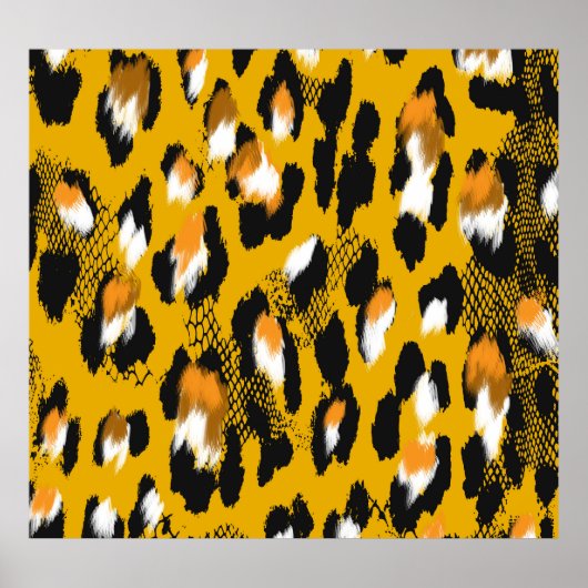 Leopardテクスチャアニマルプリント背景 ポスター (正面)