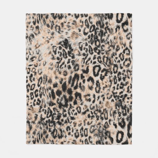 Leopardテクスチャ：野生動物パターン フリースブランケット (正面)
