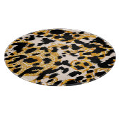 Leopardテクスチャ：金ゴールドバロック模様。 カッティングボード (角)