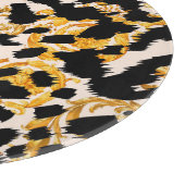 Leopardテクスチャ：金ゴールドバロック模様。 カッティングボード (角)