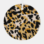 Leopardテクスチャ:金ゴールドバロック模様。 ガラスオーナメント (裏面)