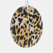 Leopardテクスチャ:金ゴールドバロック模様。 ガラスオーナメント (正面右)