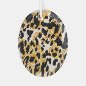 Leopardテクスチャ:金ゴールドバロック模様。 ガラスオーナメント (正面左)