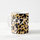 Leopardテクスチャ:金ゴールドバロック模様。 コーヒーマグカップ (正面左)