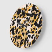 Leopardテクスチャ：金ゴールドバロック模様。 ラージ壁時計 (傾斜)