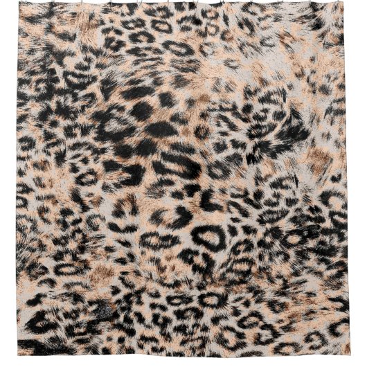 Leopardテクスチャ、Leopardアニマルプリントパターン シャワーカーテン (正面)