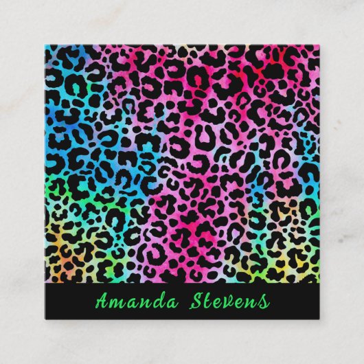 Leopardテクスモダン鮮やかチャ スクエア名刺 (正面)