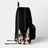 Leopardハートエクスプローラ：進む黒と上向き黒 プリントバックパック (左)