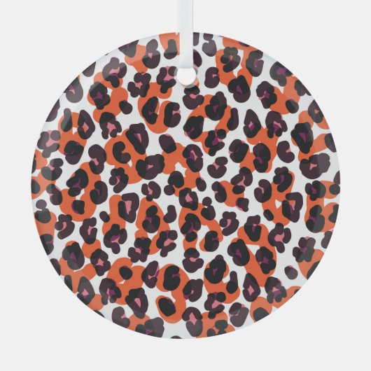 Leopardパタカラフルーン:シームレスデザイン。 ガラスオーナメント (正面)