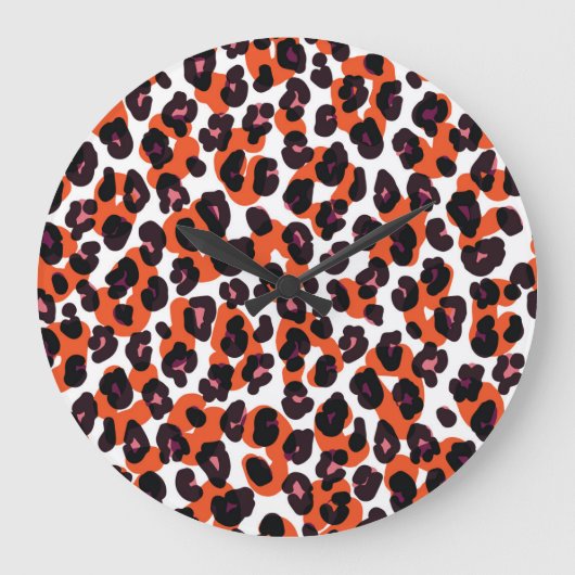 Leopardパタカラフルーン:シームレスデザイン。 ラージ壁時計 (正面)
