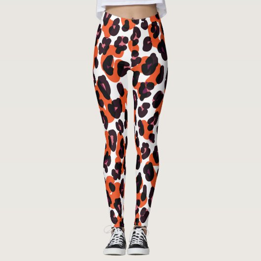 Leopardパタカラフルーン：シームレスデザイン。 レギンス (正面)