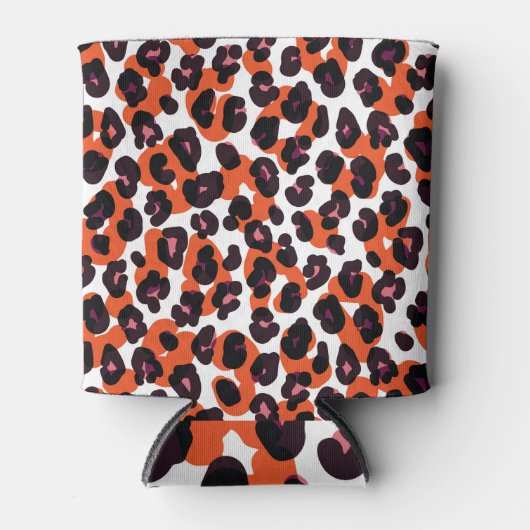 Leopardパタカラフルーン:シームレスデザイン。 缶クーラー (正面)