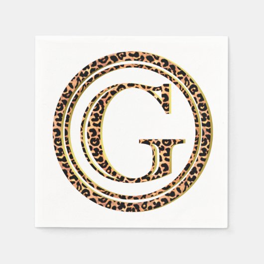 Leopardパターンレター"G" スタンダードカクテルナプキン (正面)
