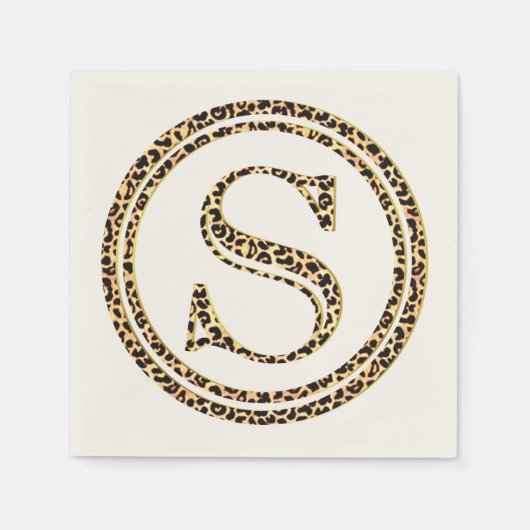 Leopardパターンレター"S" スタンダードカクテルナプキン (正面)
