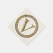 Leopardパターンレター"V" スタンダードカクテルナプキン (角)