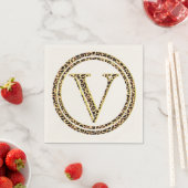 Leopardパターンレター"V" スタンダードカクテルナプキン (インサイチュ)