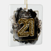 Leopardプリントお尻応援へ21誕生日写真 セラミックオーナメント (右)