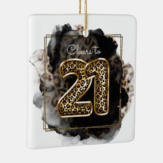 Leopardプリントお尻応援へ21誕生日写真 セラミックオーナメント (右)