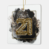 Leopardプリントお尻応援へ21誕生日写真 セラミックオーナメント (左)