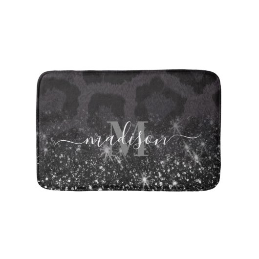 Leopardプリントとグリッター バスマット (正面)