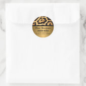 Leopardプリントと金ゴールドルック ラウンドシール (バッグ)