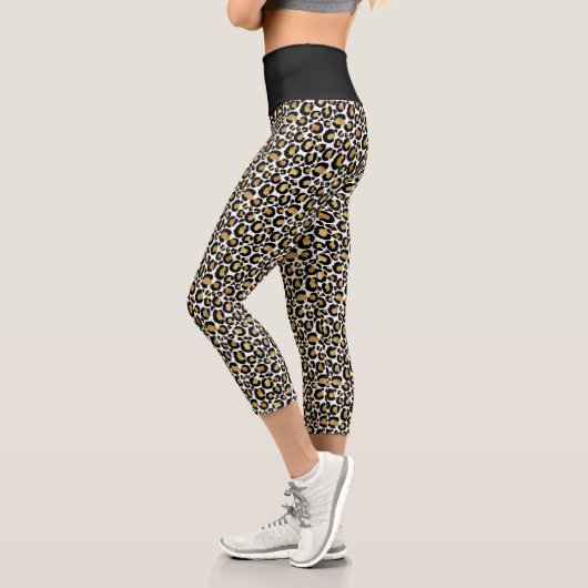 Leopardプリントオールオーバーデザイン カプリレギンス (左)