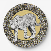 Leopardプリントオールオーバーデザイン ペーパープレート (正面)