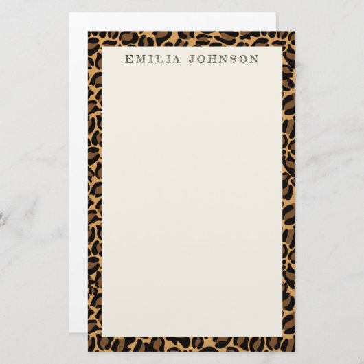 Leopardプリントテクスチャ |ステーショナーパーソナライズされたー 便箋 (正面/裏面)