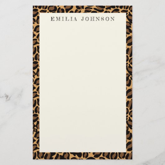 Leopardプリントテクスチャ |ステーショナーパーソナライズされたー 便箋 (正面)