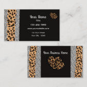 Leopardプリントハート 名刺 (正面/裏面)
