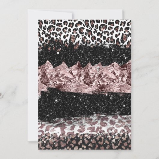 Leopardプリントバラ金ゴールド任意の年齢誕生日 招待状 (裏面)
