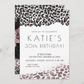 Leopardプリントバラ金ゴールド任意の年齢誕生日 招待状 (正面/裏面)