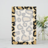 Leopardプリントパターン、ブラウン、ブラック。 便箋 (スタンド正面)