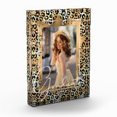 Leopardプリントフェイクの大学院金ゴールドフォイル フォトブロック (左)