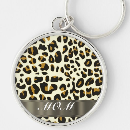 Leopardプリントママ文字 キーホルダー (正面)