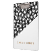 Leopardプリント白黒金ゴールド業務エレガント クリップボード (左)