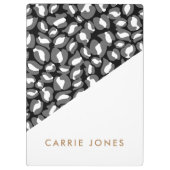 Leopardプリント白黒金ゴールド業務エレガント クリップボード (裏面)