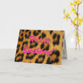 Leopardプリント誕生日カード カード (黄色い花)