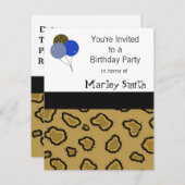 Leopardプリント誕生日招待状 招待状 (正面/裏面)