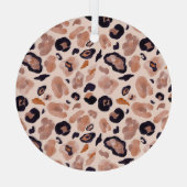 Leopardプリント、シームレス、ベージュの背景。 ガラスオーナメント (裏面)
