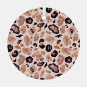 Leopardプリント、シームレス、ベージュの背景。 ガラスオーナメント (裏面)