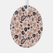 Leopardプリント、シームレス、ベージュの背景。 ガラスオーナメント (正面右)